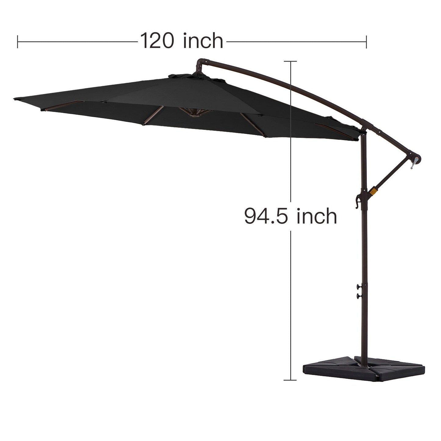 10 ft Steel Crank-lift Cantilever Umbrella With Weighted Base