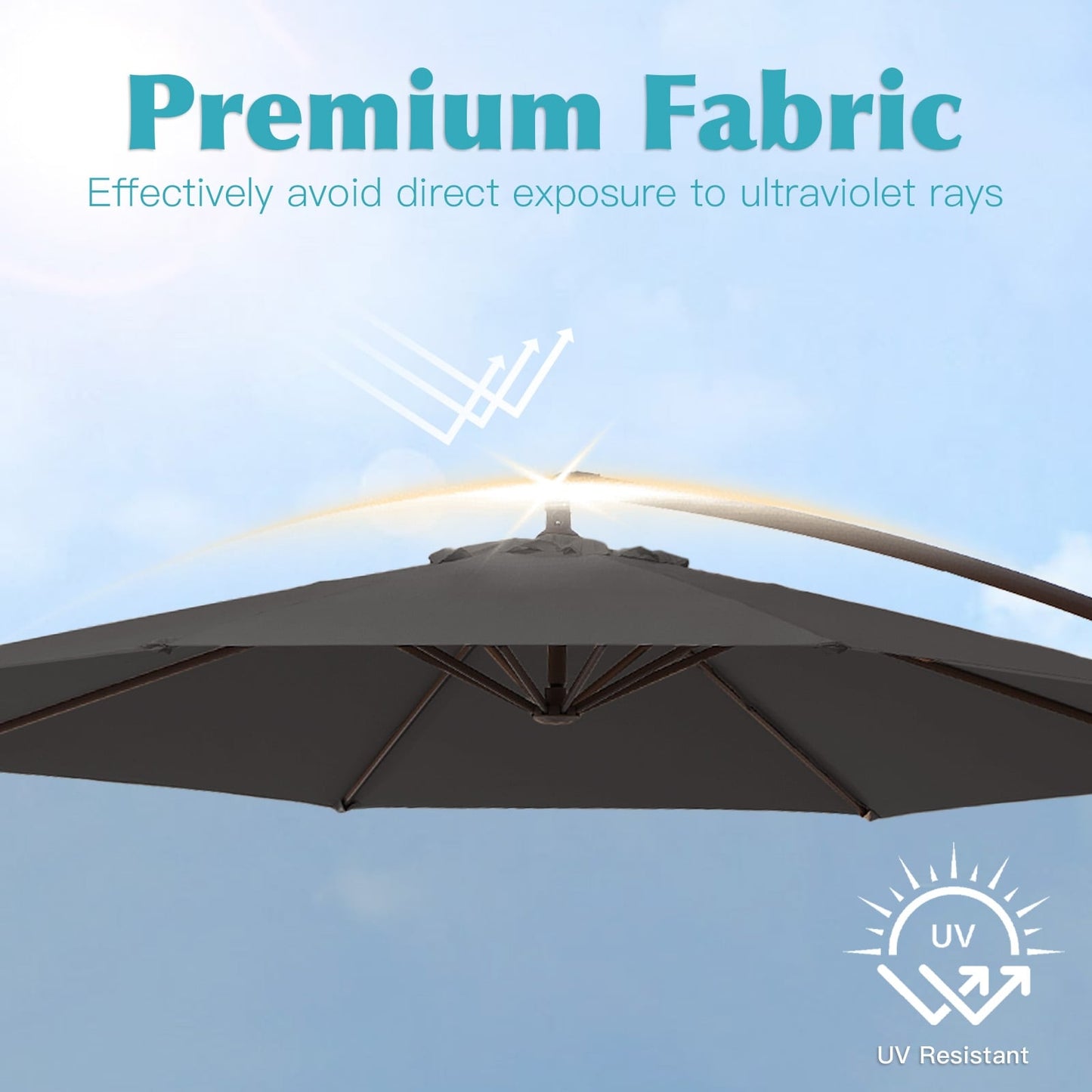 10 ft Steel Crank-lift Cantilever Umbrella With Weighted Base