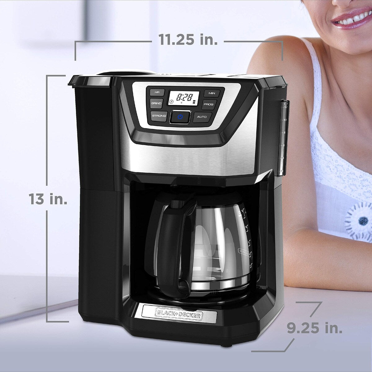 12-Cup Mill and Brew Coffe Maker, CM5000B, 24-Hour Programble, Built-in Grinder, Sneak-A-Cup, Permanent Washable Fitler
