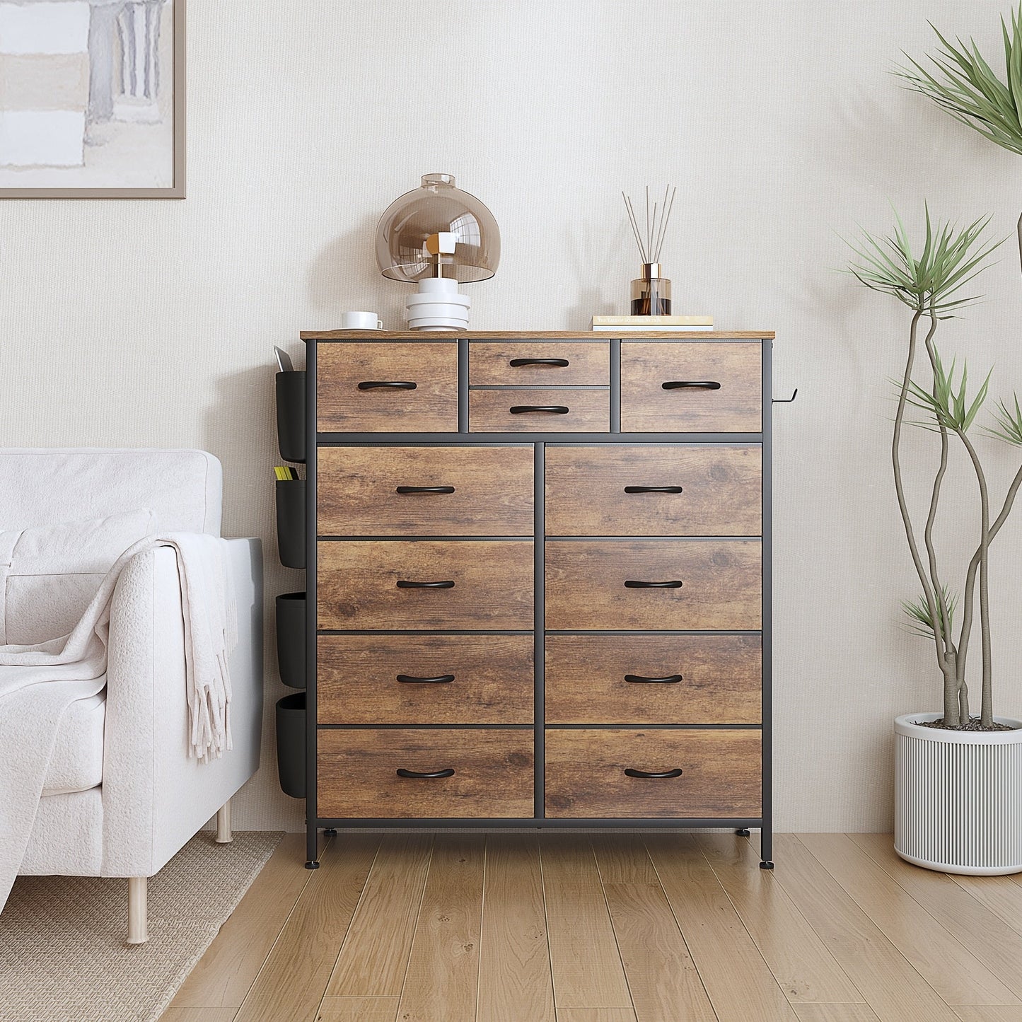 12 Drawer Dresser Fabric Tall Dressers for Bedroom Chest of Drawers