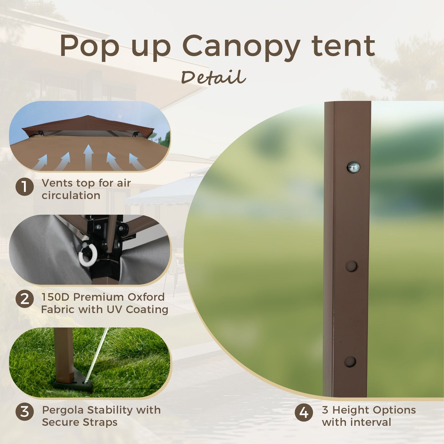 13' x 13' Outdoor Canopy Patio Gazebo Reinforced garden Pop-up Canopy Tentwith Elegant Corner Curtain - 13x13ft