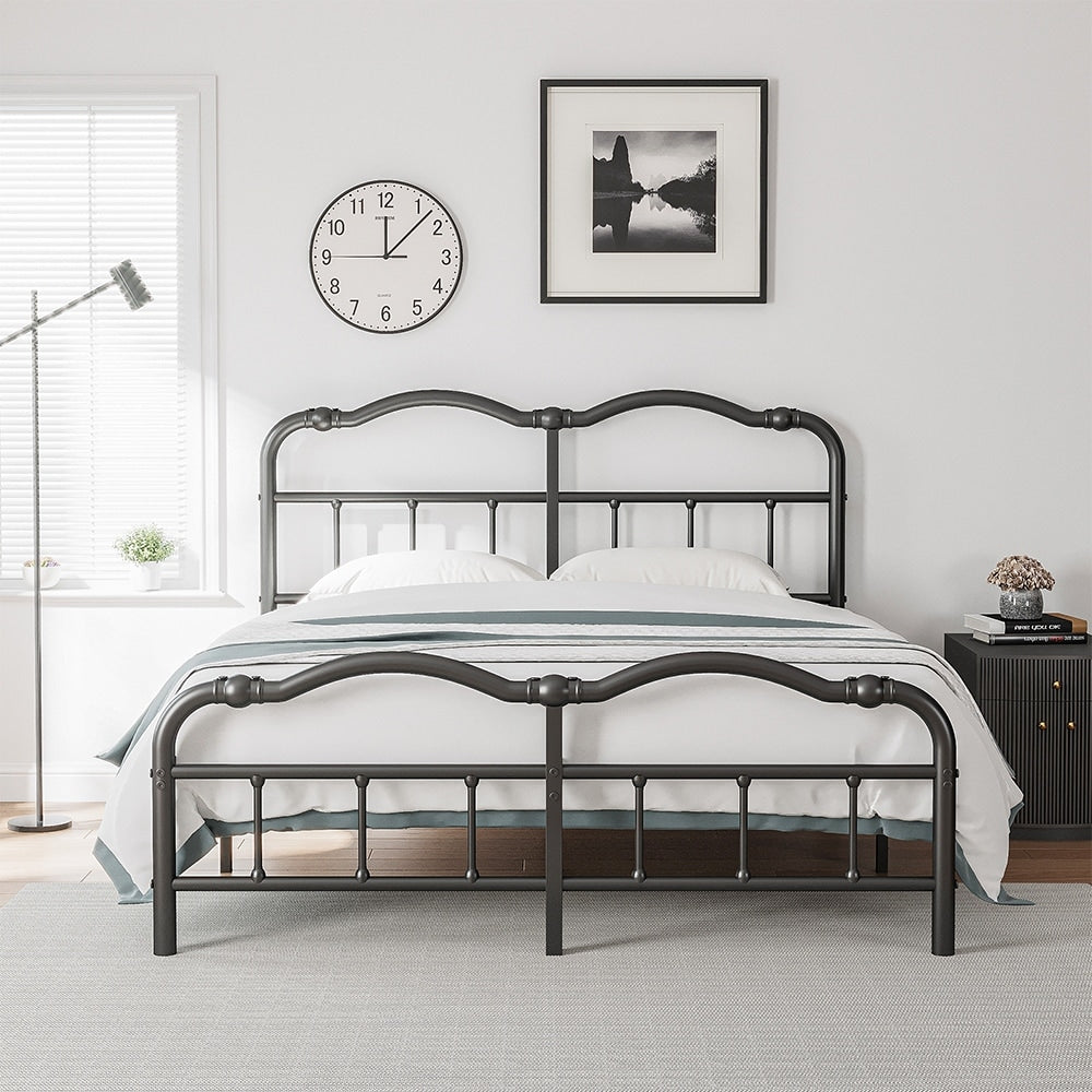 14 In High Heavy Duty Metal Bed Frame with Vintage Style, Supports Up To 2500lbs, Easy Assembly and No Squeak