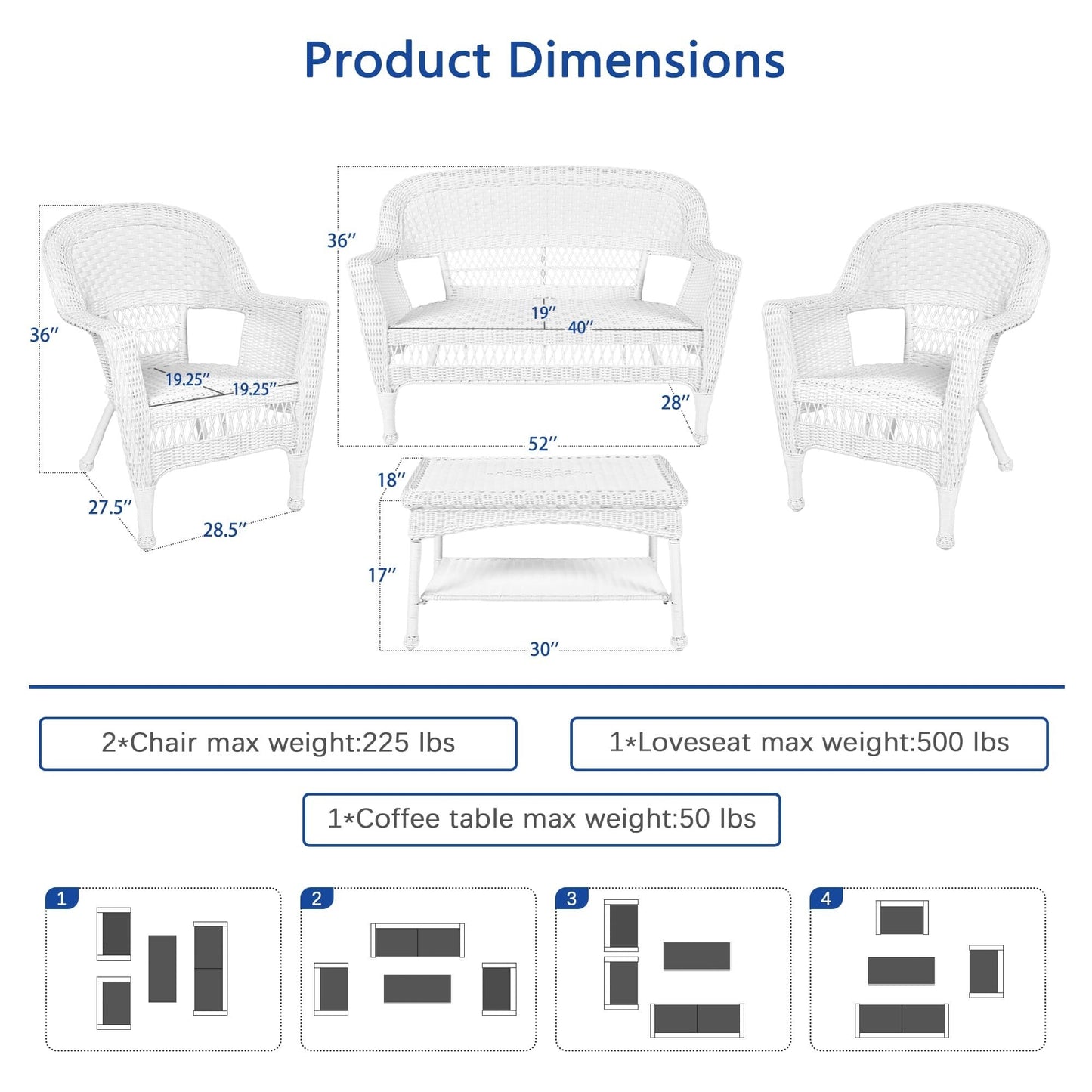 Wicker Patio 4-piece Conversation Set