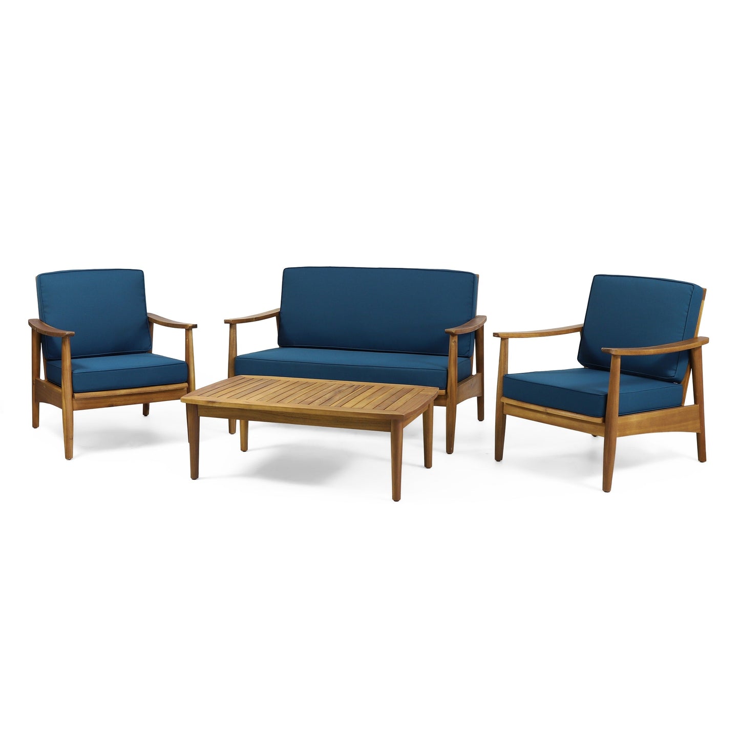 Willowbrook Outdoor Acacia Wood 4 Seater Chat Set by Christopher Knight Home